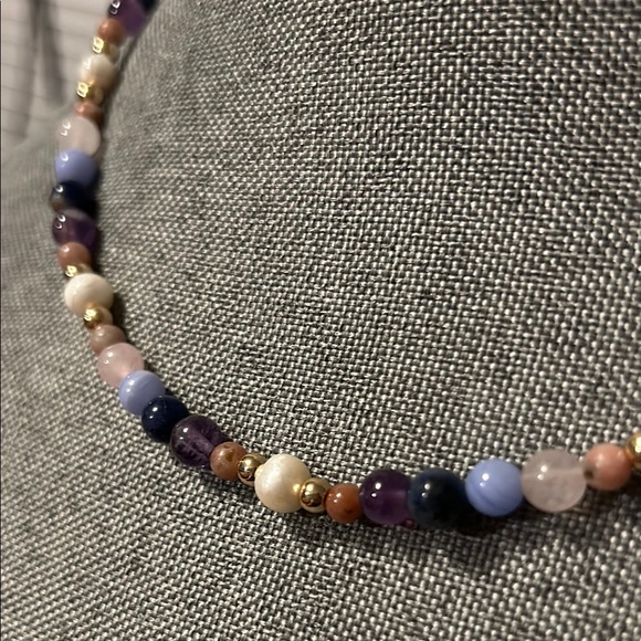 ✨ Handmade Freshwater Pearl + Amethyst + Rose Quartz + Agate Beaded Necklace - Picture 2 of 8